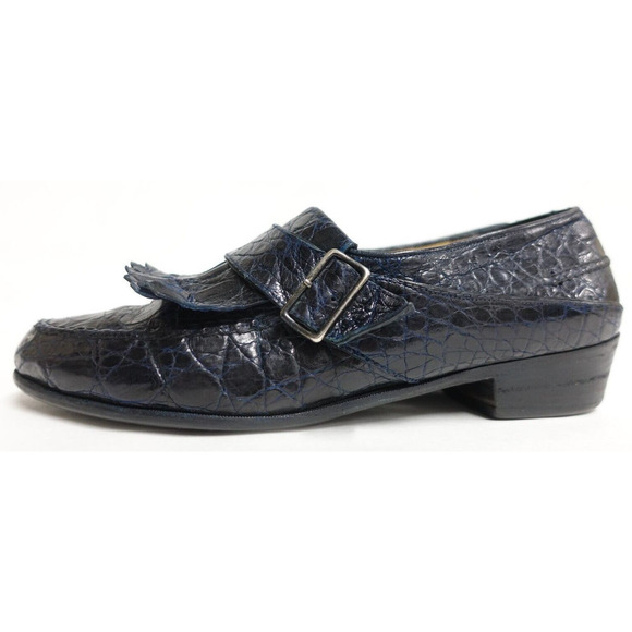 SUSAN BENNIS WARREN EDWARDS Men Genuine Crocodile Loafers Size 11 D Navy Blue main image 7